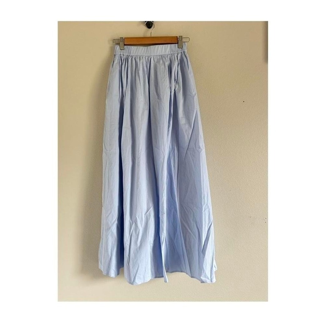 Commense Blue Cotton A-Line Skirt With Pockets Small NWT - Picture 3 of 5